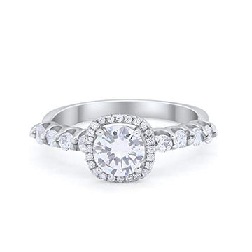 Accent Wedding Bridal Ring Simulated Cubic Zirconia 925 Sterling Silver